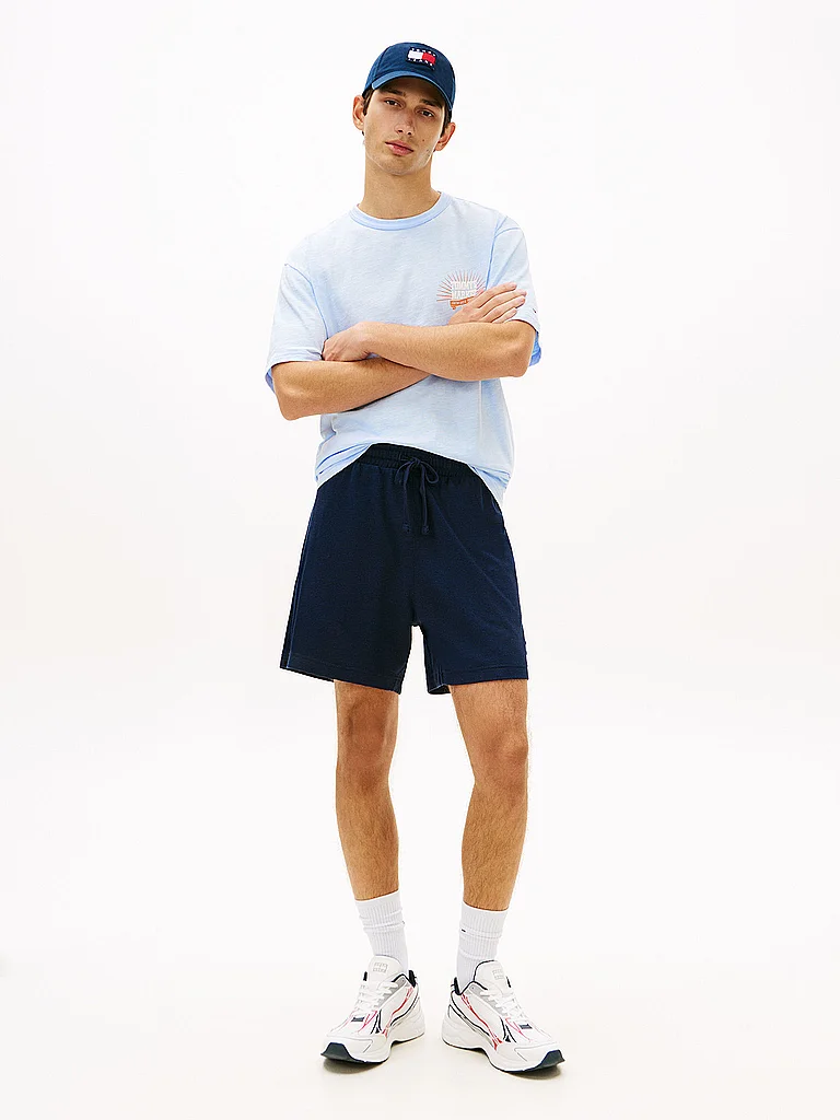 Shorts TOMMY JEANS "TJM WAFFLE BEACH", Herren, Gr. M, N-Gr, schwarz night navy, Web, Obermaterial: 60% Baumwolle, 40% Polyester, unifarben, regular fit kurz, Hosen Shorts, Regular fit mit elastischem Bund 4